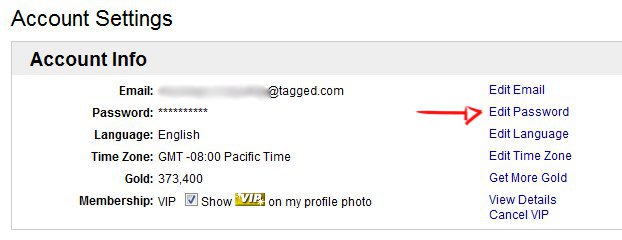 Edit password link Edit password link